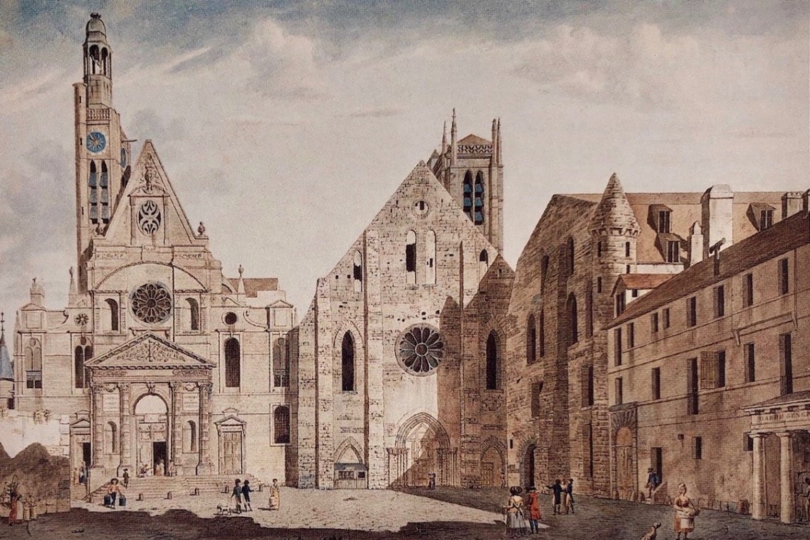 L'abbaye de Sainte Geneviève, aujourd'hui le Lycée Henri IV, avant l'ouverture de la rue Clovis.