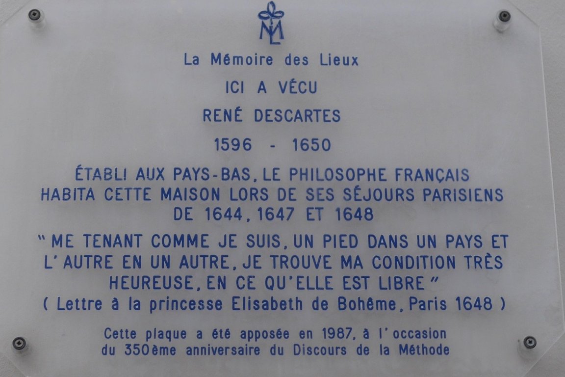 La demeure de Descartes lors de ses passages à Paris. Rue Rollin.