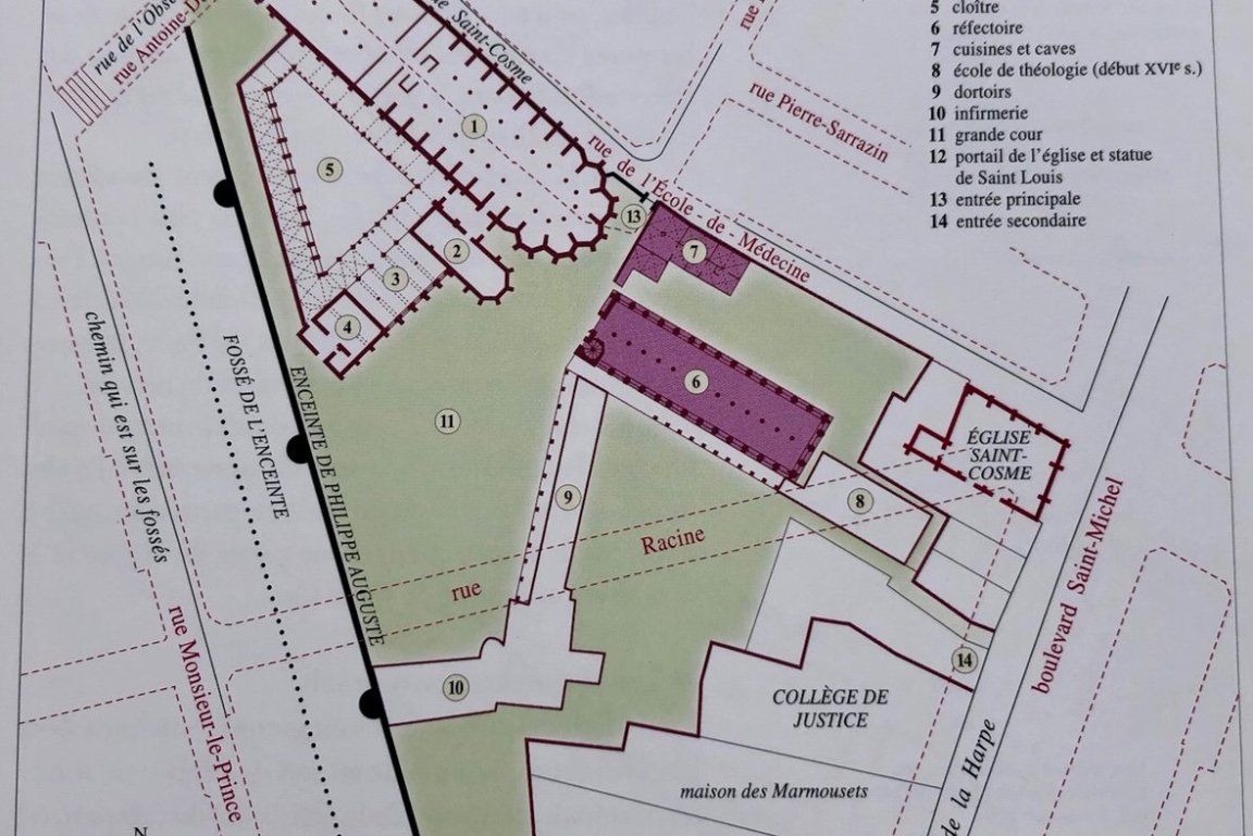 Plan de l'ancien couvent des Cordeliers (Franciscain)
